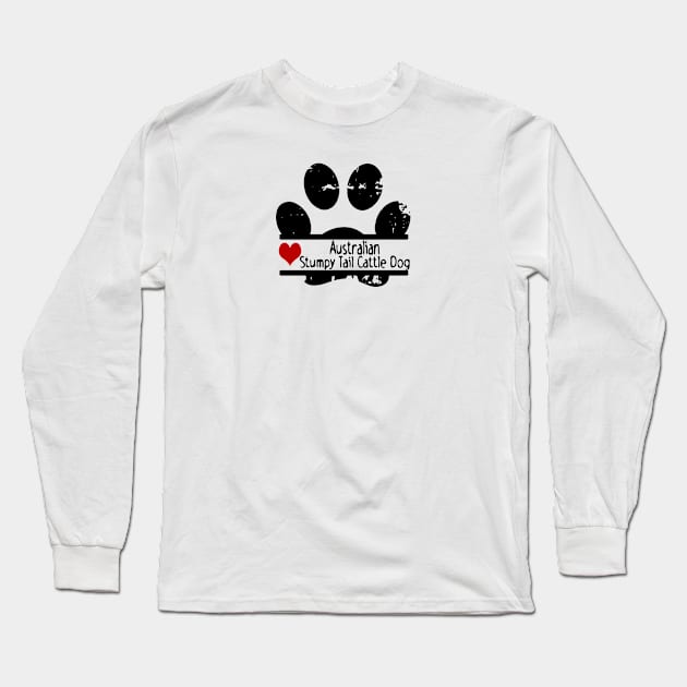 Australian Stumpy Tail Cattle dog paw print Long Sleeve T-Shirt by artsytee